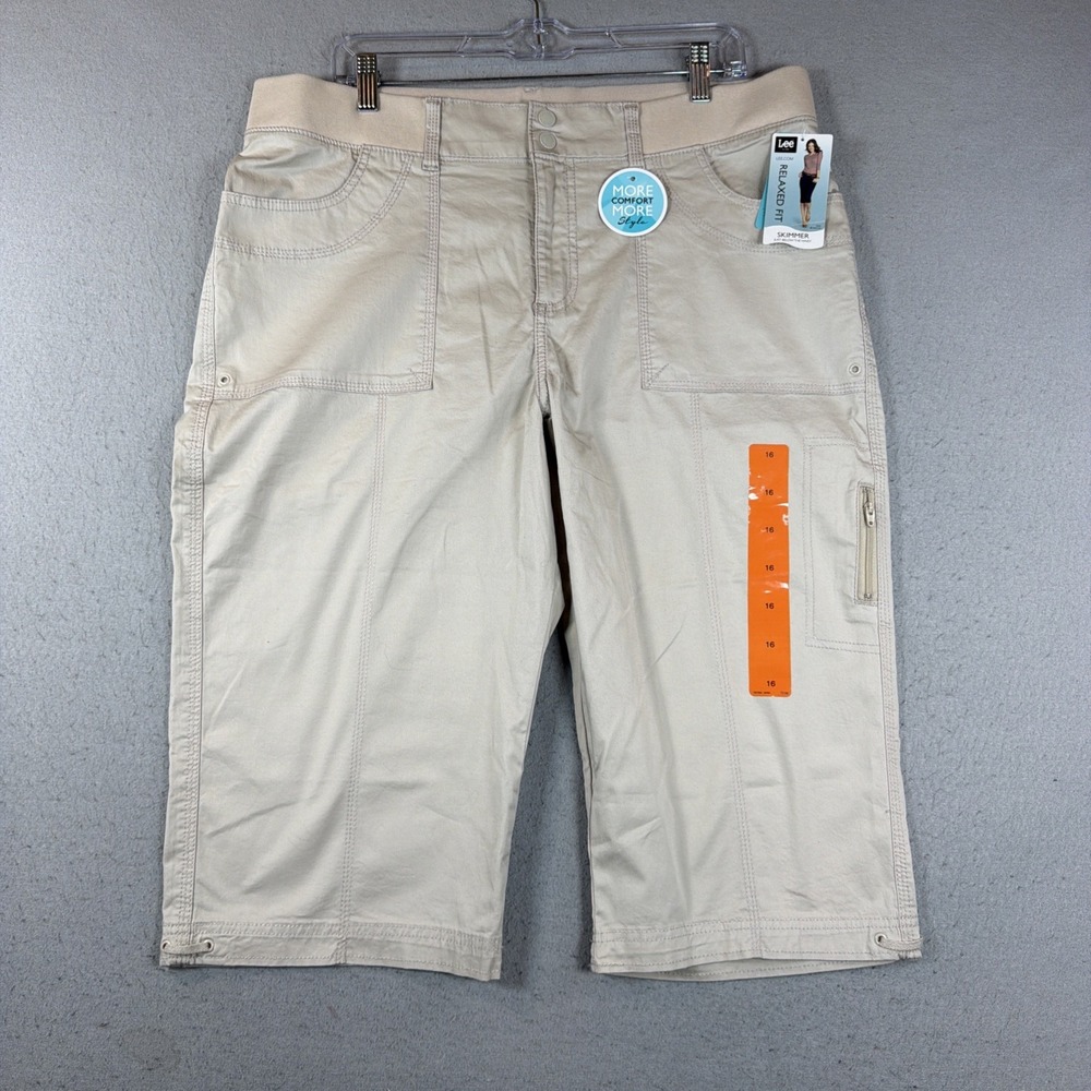LEE Relaxed Fit Skimmer (Just Below the Waist)-Size 16M Khaki NWT Cotton/Spandx